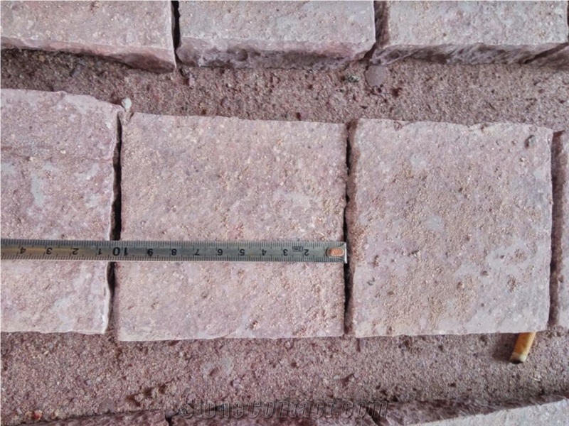 China Red Porphyry G 666 Shouning Red Cube Stone Paving Sets Cobble Stone