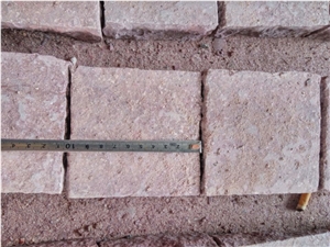 China Red Porphyry G 666 Shouning Red Cube Stone Paving Sets Cobble Stone