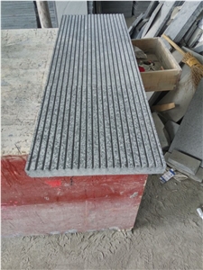 G684 China Black Basalt Fuding Black Pearl Black Flamed Grooved Tiles