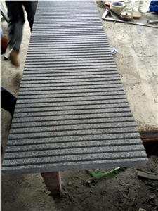 G684 China Black Basalt Fuding Black Pearl Black Flamed Grooved Tiles