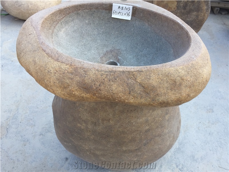 Natural Pebble Stone Pedestal Basin Wash Basin