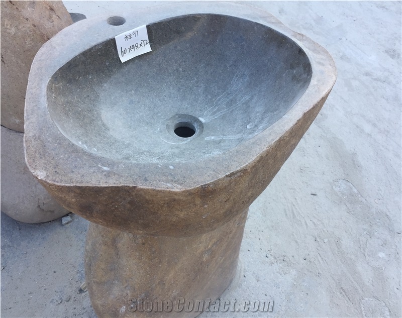 Natural Pebble Stone Pedestal Basin Wash Basin