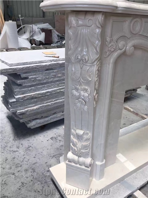 Turkey Beige Aran White Marble Fireplace