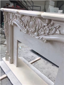 Turkey Beige Aran White Marble Fireplace
