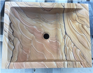Wood Vein Sandstone Wash Basin Bathroom Sink