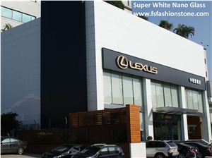 Super White Nano Glass Slab, External Walling Tiles,High Glossy White /Man-Made Crystallized Marble Tile Wall Cladding