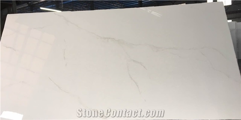 White Crystallized Glass Polished Slab / Marmoglass / Veins Surface