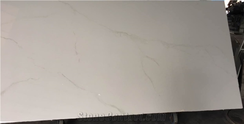 White Crystallized Glass Polished Slab / Marmoglass / Veins Surface