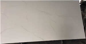 White Crystallized Glass Polished Slab / Marmoglass / Veins Surface