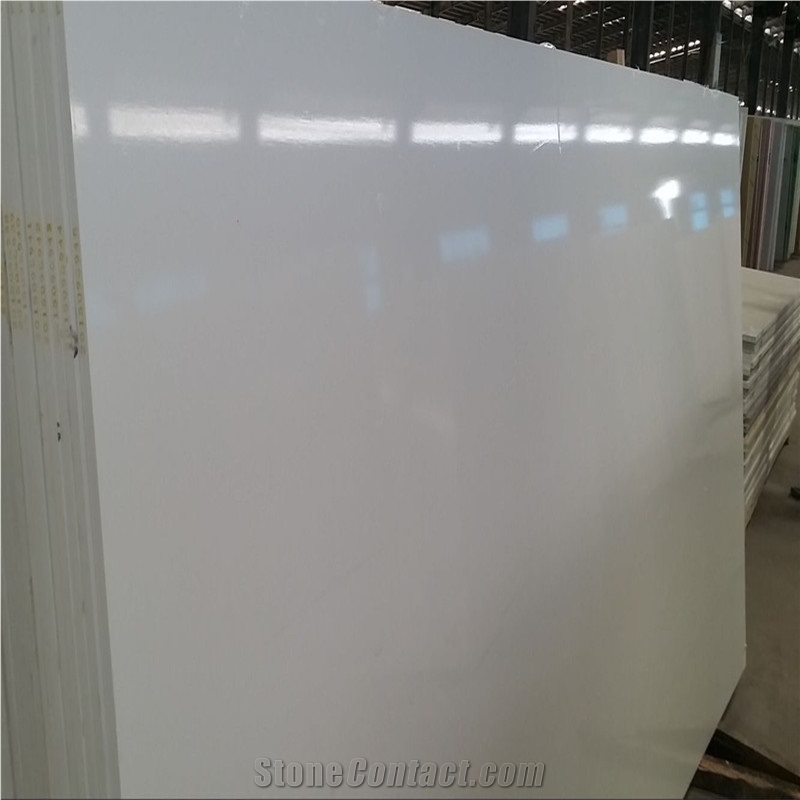 Pure White Quartz Stone Slabs & Tiles/Solid Surface Engineered Stone Wall Tiles & Floor Tiles，Used for Countertop & Vanity Top