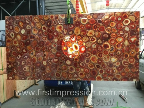 Red Semi Precious Stone /Red Agate Bar Top Backlit /Red Agate Bar Countertop