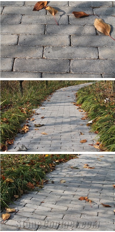 China Origin Grey Color Bluestone Tumbled Processing Floor Paver, Blue Limestone Hard Dencity Strong Solid Paving Covering Cube Stone Brick