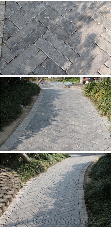 China Origin Grey Color Bluestone Tumbled Processing Floor Paver, Blue Limestone Hard Dencity Strong Solid Paving Covering Cube Stone Brick