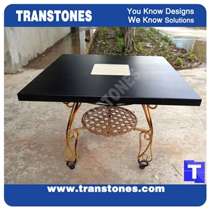 Antique Traditional Style Black Acrylic Marble Square Coffee Table Set with Metal Legs,Honed Desk for Custom Antique Traditional Style Black Acrylic Marble Square Coffee Table Set with Metal Legs,Honed Desk for Custom