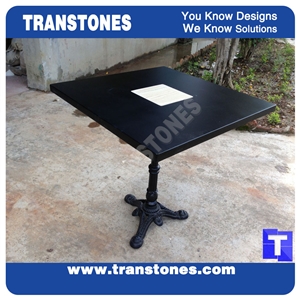 Antique Traditional Style Black Acrylic Marble Square Coffee Table Set with Metal Legs,Honed Desk for Custom