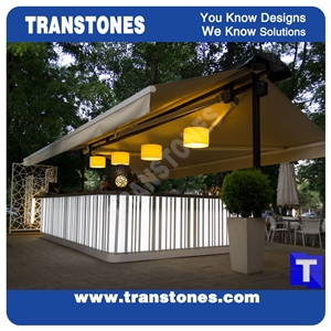 Coffee Shop Artificial Marble Solid Surface Countertop,Lighting Backlit Outdoor Commercial Bar Top