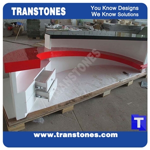 Customized Manmade Stone Solid Surface Artificial Acrylic Marble Reception Desk,Office Interior Furniture