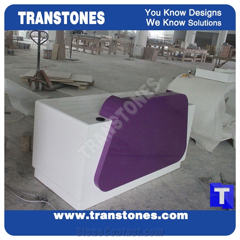 Customized Manmade Stone Solid Surface Artificial Acrylic Marble Reception Desk,Office Interior Furniture