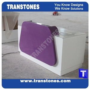 Customized Manmade Stone Solid Surface Artificial Acrylic Marble Reception Desk,Office Interior Furniture