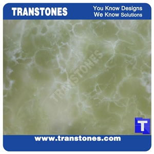 Engineered Light Green Artificial Onyx Solid Surface Alabaster Slabs,Tile to Size Panel for Wall Cladding,Floor Covering,Glass Manmade Stones