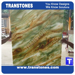 Engineered Light Green Artificial Onyx Solid Surface Alabaster Slabs,Tile to Size Panel for Wall Cladding,Floor Covering,Glass Manmade Stones