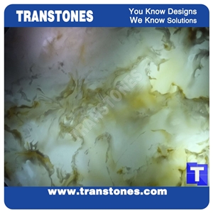 Faux Alabaster Sheet Brown Onyx Stone for Bar Counter Reception Desk Kitchen Tops
