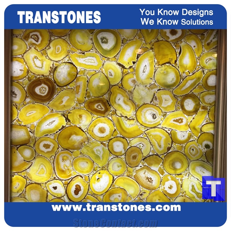 Natural Agate Transtones with Shining Yellow Color