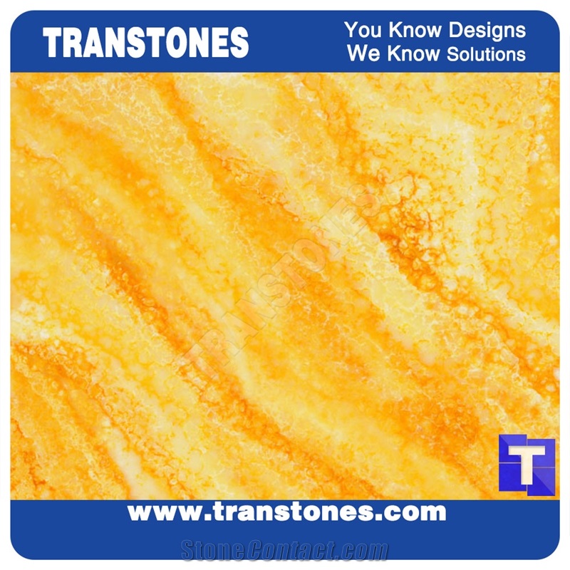 Orange Streak Veins Faux Marble Alabaster Sheet for Commercial Bar Counter and Table Tops