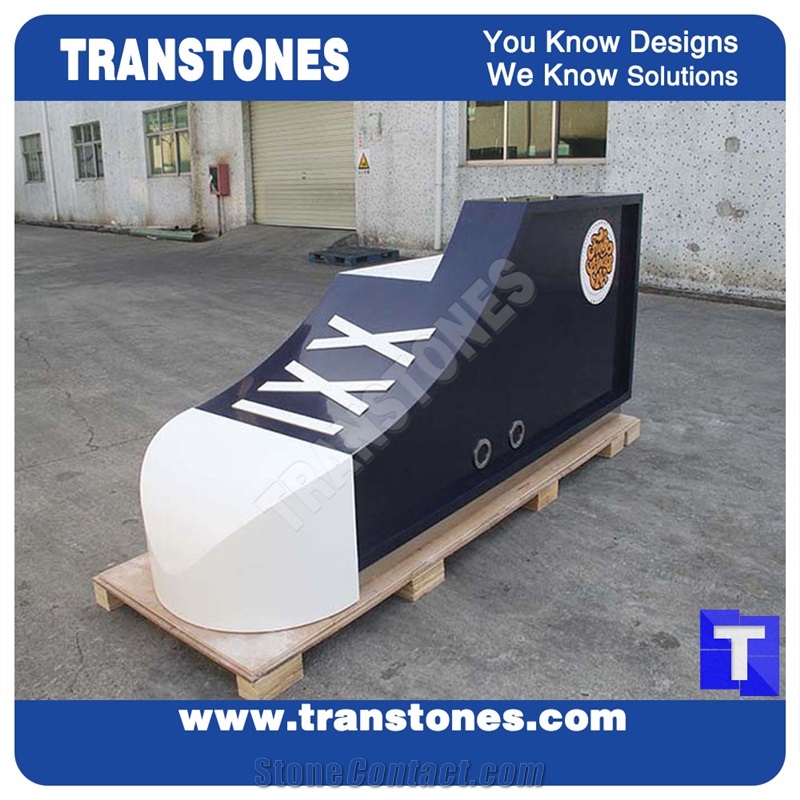 Pure Black Acrylic Marble Table,Nero Cosmic Reception Work Counter Top Engineered Stone Interior Furniture for Building Lobby