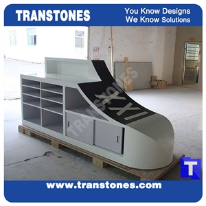 Pure Black Acrylic Marble Table,Nero Cosmic Reception Work Counter Top Engineered Stone Interior Furniture for Building Lobby