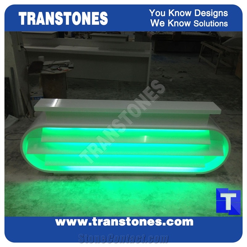Pure White Quartz Modern Design Solid Surface Acrylic Marble Reception Desk,Hotel Lobby Furniture