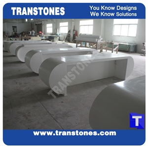 Pure White Quartz Modern Design Solid Surface Acrylic Marble Reception Desk,Hotel Lobby Furniture