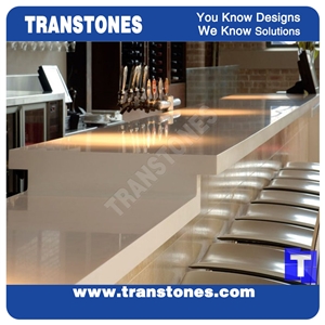 Pure White Solid Surface Acrylic Artificial Marble Hotel Commercial Bench Countertops,Quartz Stone Bar Top
