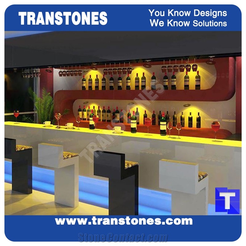 Pure White Solid Surface Acrylic Artificial Marble Restaurant Commercial Bench Countertops,Quartz Stone Custom Bar Top