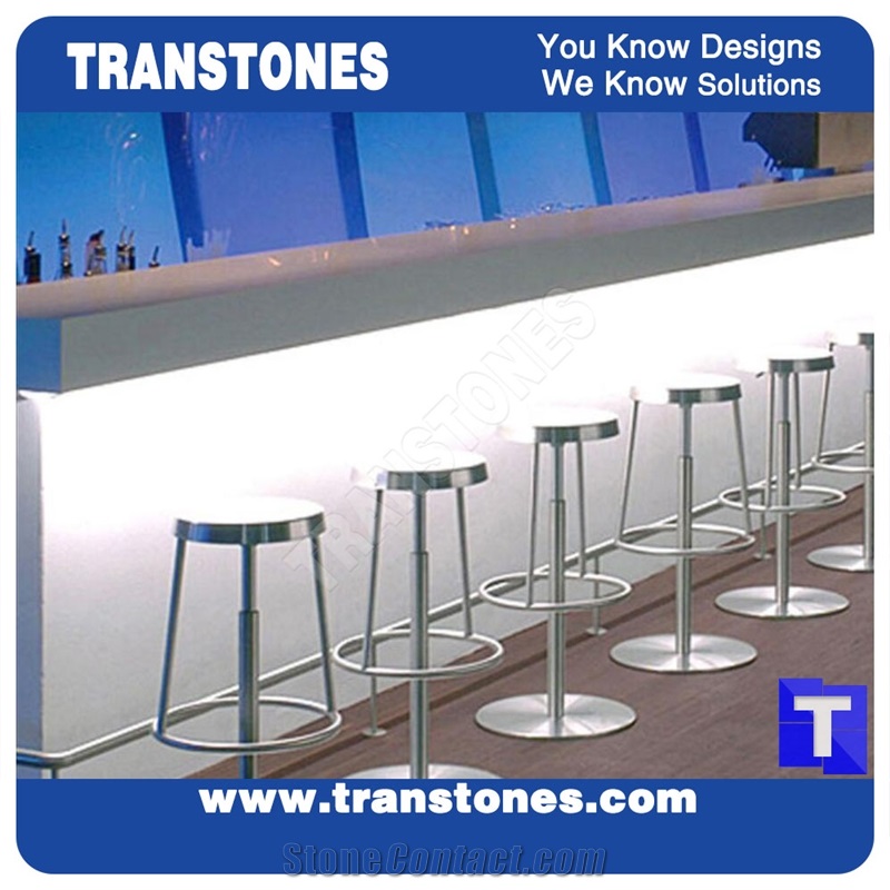 Pure White Solid Surface Acrylic Artificial Marble Restaurant Commercial Bench Countertops,Quartz Stone Custom Bar Top