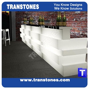 Pure White Solid Surface Acrylic Artificial Marble Restaurant Commercial Bench Countertops,Quartz Stone Custom Bar Top