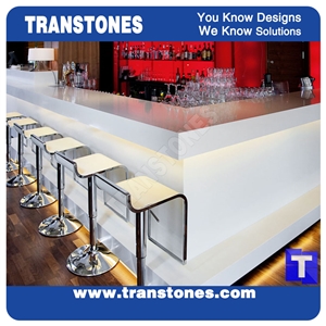 Pure White Solid Surface Acrylic Artificial Marble Restaurant Commercial Bench Countertops,Quartz Stone Custom Bar Top