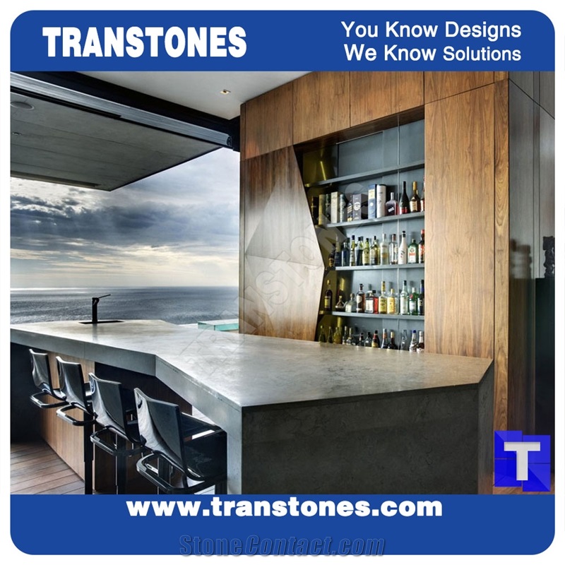 Round White Stone Quartz Stone Bar Top Modern Design Solid Surface Acrylic Marble Kitchen Countertops,Interior Furniture