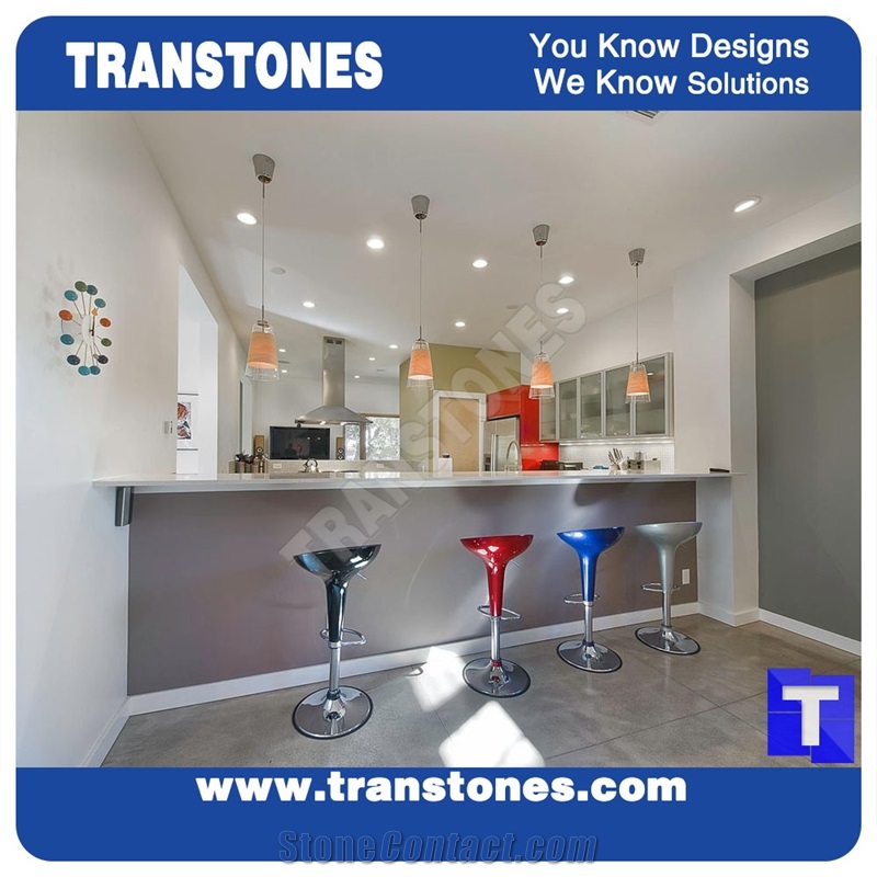 Round White Stone Quartz Stone Bar Top Modern Design Solid Surface Acrylic Marble Kitchen Countertops,Interior Furniture