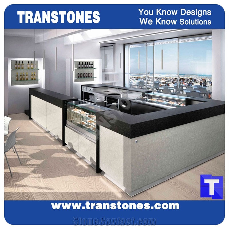 Round White Stone Quartz Stone Bar Top Modern Design Solid Surface Acrylic Marble Kitchen Countertops,Interior Furniture
