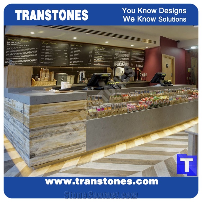 Shadow Grey Artificial Solid Surface Marble Commercial Bar Top,Custom Countertops Engineered Stone Counter
