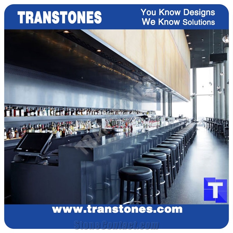 Shadow Grey Artificial Solid Surface Marble Commercial Bar Top,Custom Countertops Engineered Stone Counter