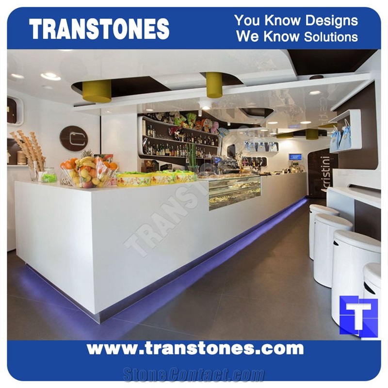Shadow Grey Artificial Solid Surface Marble Commercial Bar Top,Custom Countertops Engineered Stone Counter