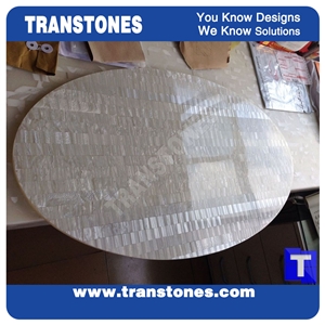 Silver Translucent Seashell Mosaic Resin Panel Alabaster Acrylic Sheet For Kitchen Table Top