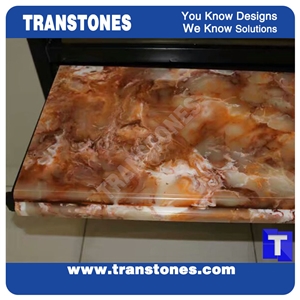 Solid Surface Artificial Sheet Brown Transtones Artificial Marble for Nightclub Bar Counter Kitchen Top