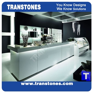 Solid Surface Beige Artificial Acrylic Marble Bar Top,Commercial Counters,Bench Bar Worktop for Custom Backlit