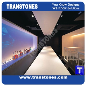 Solid Surface Beige Artificial Acrylic Marble Bar Top,Commercial Counters,Bench Bar Worktop for Custom Backlit