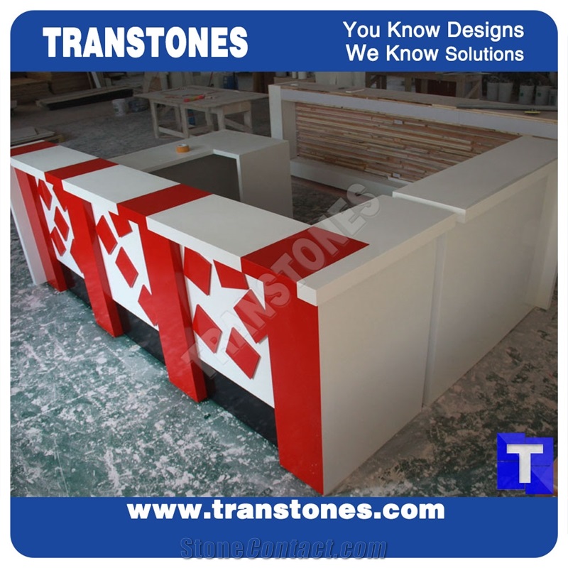 Solid Surface Crystal White Quartz Stone Commercial Bar Top,Bench Countertop Engineered Stone for Interior Furniture