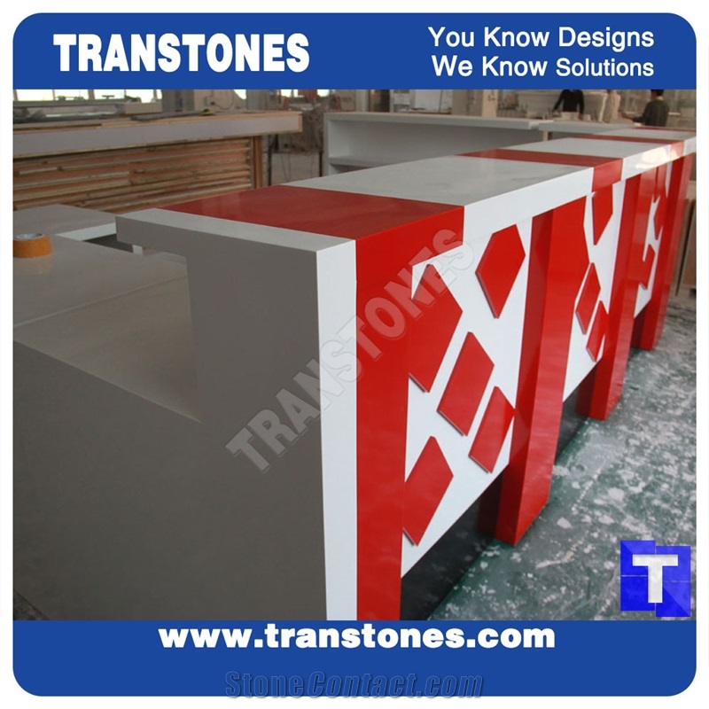 Solid Surface Crystal White Quartz Stone Commercial Bar Top,Bench Countertop Engineered Stone for Interior Furniture