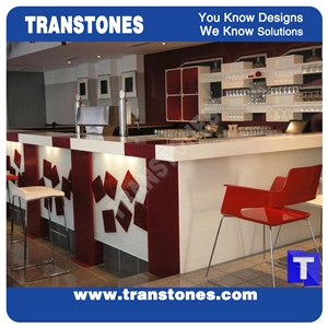 Solid Surface Crystal White Quartz Stone Commercial Bar Top,Bench Countertop Engineered Stone for Interior Furniture
